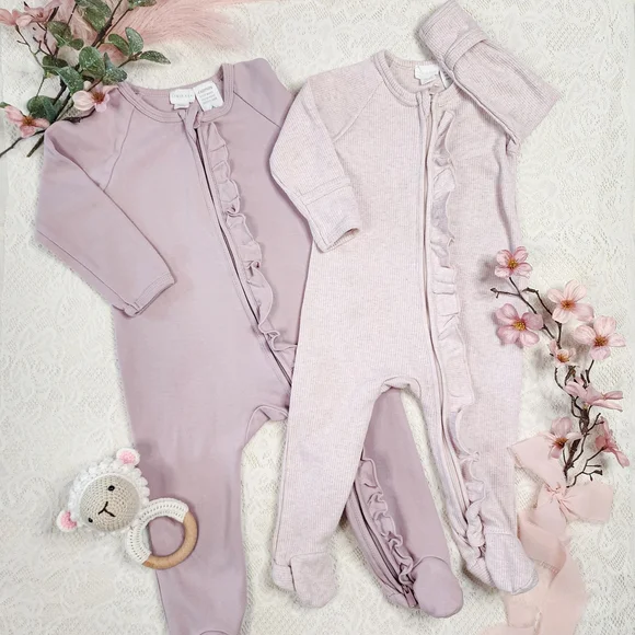 Jamie Kay "Melanie" One Piece Ruffle Footies, Size 3-6 months and 12-18 months - Picture 1 of 9
